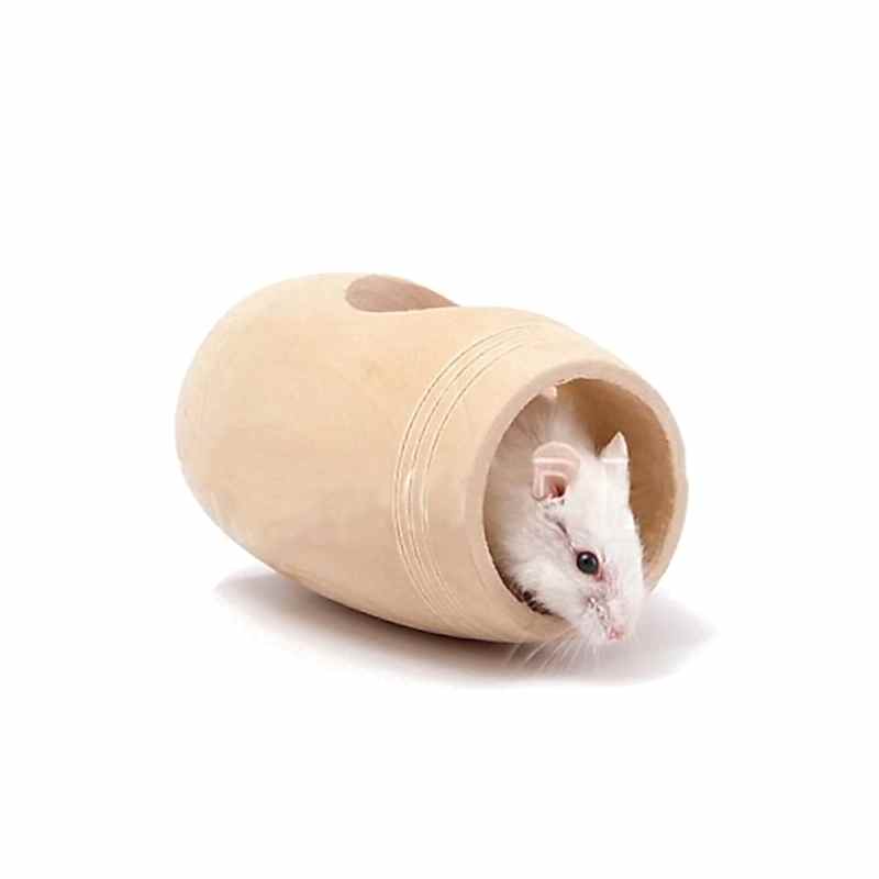 Carno Hamster Oyuncağı Naturel Ahşap Varil