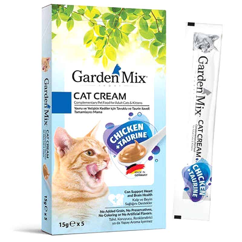 Garden Mix Kedi Kreması Tavuk Taurin Ek Besin ve Kedi Ödülü (5 x 15 Gr)
