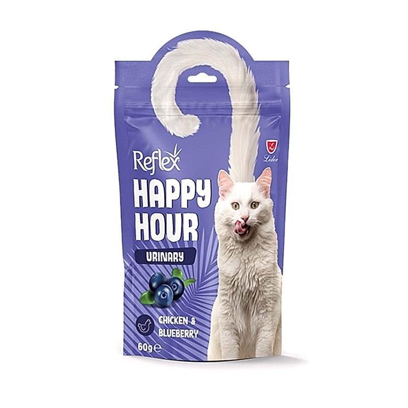 Happy Hour Urinary Chicken & Blueberry Urinary Tavuk ve Yaban Mersinli Üriner Sistem Destekleyici Kedi Ödül Maması (60 Gr)
