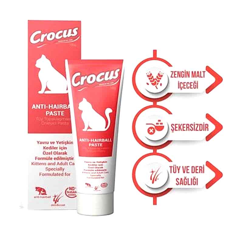Crocus Anti Hairball Tüy Yumağı Kontrol Kedi Malt Macunu 100 Gr
