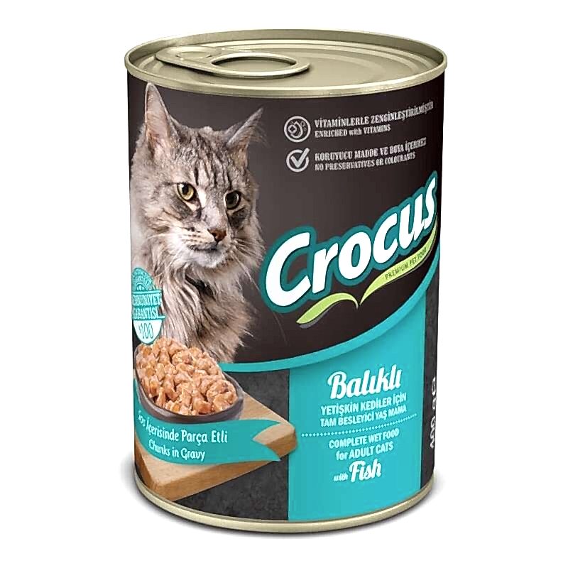 Crocus Balıklı Sos İçinde Parça Etli Kedi Konservesi 400 Gr
