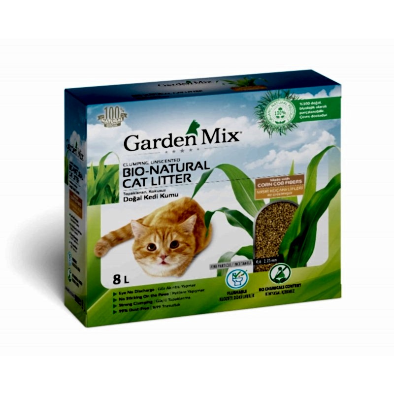 Gardenmix Topaklanan Mısır Lifli Kedi Kumu 8l