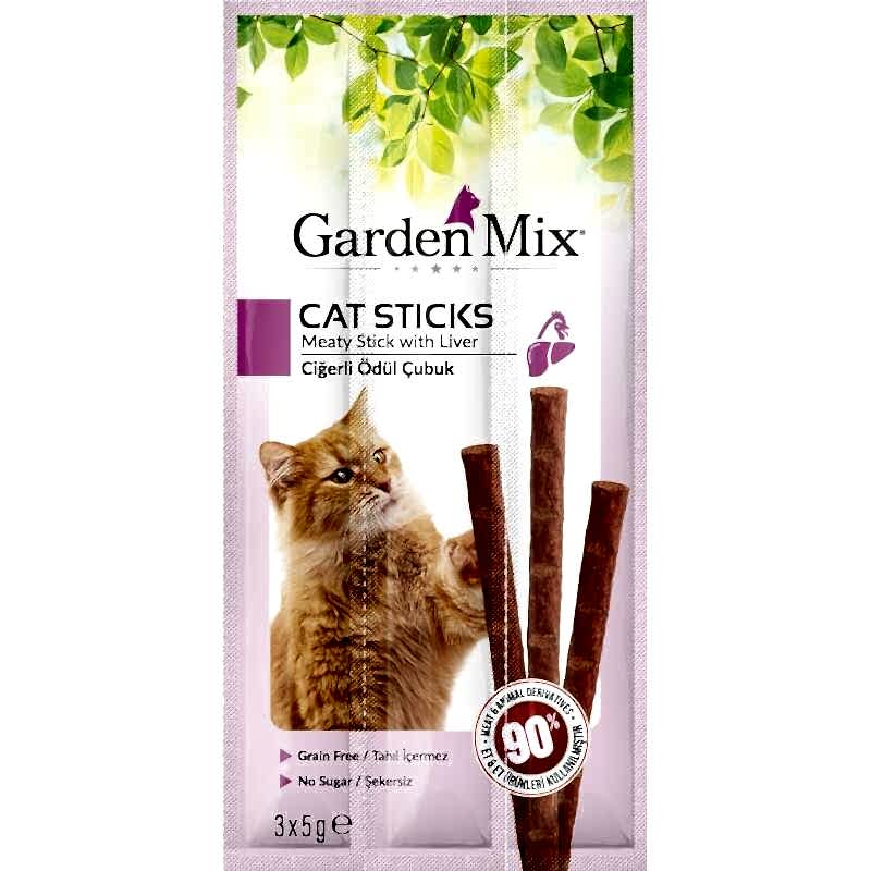 Garden Mix Ciğerli Tahılsız Kedi Stick Ödül 3x5 Gr