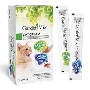 Garden Mix Kedi Kreması Kuzu Kedi Otu ve Tavuk Taurin Ek Besin Kedi Ödülü (24 x 15 Gr)