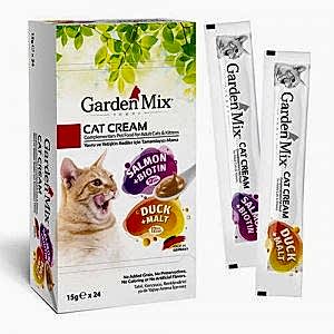 Garden Mix Kedi Kreması Somon Biotin ve Ördek Malt Ek Besin Kedi Ödülü (24 x 15 Gr)