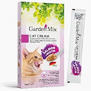 Garden Mix Kedi Kreması Somon Biotin Ek Besin ve Kedi Ödülü (5 x 15 Gr)