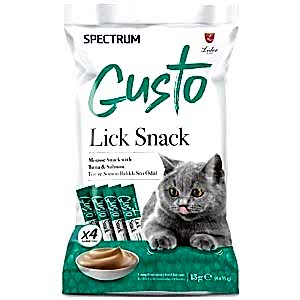 Spectrum Gusto Lick Snack Ton ve Somon Balıklı Sıvı Kedi Ödülü (4x15 Gr)